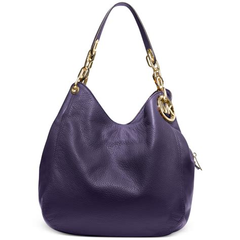 michael kors shoulder tote purple leather|Michael Kors black canvas tote.